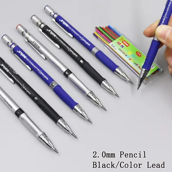 2.0 Matite Meccaniche Antiscivolo Per Dipingere Scrivere di Colore Nero 2mm Mine 2B Conduce Art Pen Refill Sostituibile Studente di Scuola