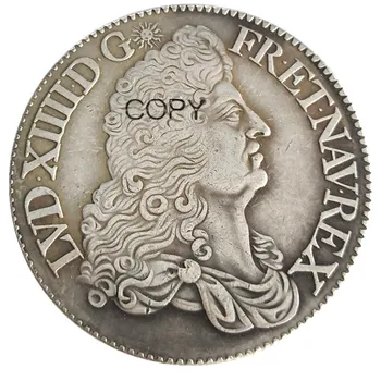 Francia 1685-1689 5 Anni Disponibili 1 Ecu - Luigi XIV 1687 Argento Placcato Copia Monete
