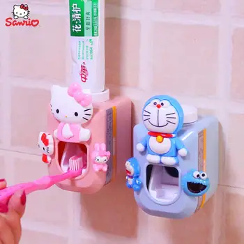 Kawaii Sanrio Accessori Ciao Kittys Cartoon Anime Carino Automatico Di Dentifricio Spremiagrumi Porta Spazzolino Dentifricio Titolare Regalo