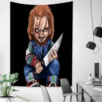 Film Horror Clown Torna da Parete Arazzo Orribile Gioco da bambini Chucky Macellaio Nun Halloween Tappezzeria Arredamento Camera da letto