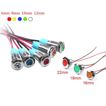 6mm 8mm 10mm 12mm 14mm metallo LED indicatore di avviso impermeabile IP67 luce di segnalazione fusibile interruttore 3V 5V 12V 220V rosso e blu