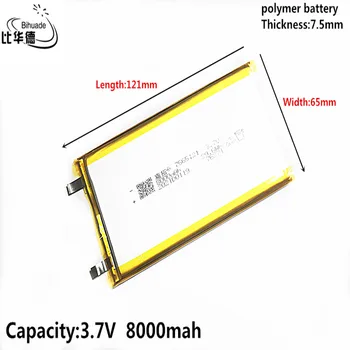 3.7 V al Litio polimero 8000mAh 7565121 Morbido pacchetto batteria della Banca di Potere di Altoparlanti Bluetooth Tablet DVD batteria