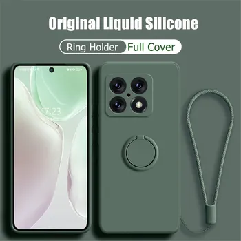 Ufficiale Silicone Liquido Anello Magnetico Titolare di Caso del Telefono Per OnePlus 9 10 Pro 8 Nord 5G Con Cinturino da Polso Antiurto Candy Coperchio