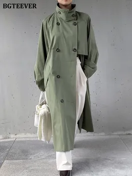 BGTEEVER Vintage Oversize Lunghi Trench Donna Autunno Inverno Sciolto Doppio Petto Cintura Ladies giacca a Vento