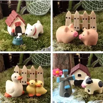 3pcs / Set S/L Mini Animale Figurine Fata Giardino di Coniglio in Miniatura Figurine fai da te Giardino Bonsai Decorazione Decorazione del Giardino