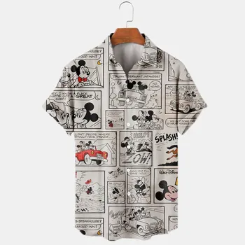 Stampa 3D Disney Mickey Mouse Floreale Temperamento Camicia da Uomo in Stile Hawaiano Estate la Moda di Strada Trend Retrò Boutique Top