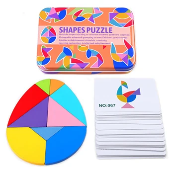 3D in Legno Variabile Tangram Puzzle Giocattoli con Forma di Carte di Bambini Puzzle Educativi Giocattolo fai da te Assemblare Gioco da tavolo Y032