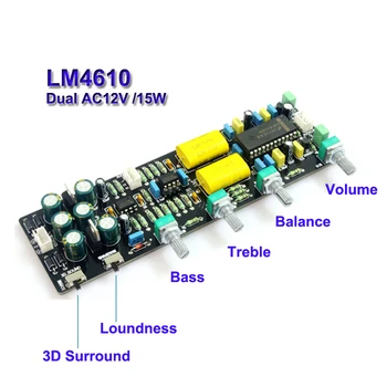 LM4610 Scheda Preamplificatore 3D Circostante Equilibrio Audio Preamplificatore NE5532 Bass Treble Tono Conrtol Stereo Pre Amplificatore
