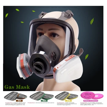 Maschera a Gas Acido Organico//Ammoniaca 6800 a Pieno facciale Maschera Respiratore Vernice Antiparassitario Chimico di Laboratorio Anti-polvere Multifunzione Filtri