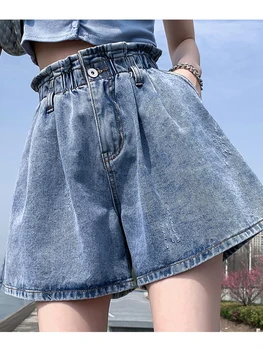 SURMIITRO M-6XL Plus Size Shorts in Denim delle Donne 2023 Estate coreano Moda Blu Corrispondono a Vita Alta, Pantaloni Corti, Jeans Femminile
