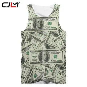 CJLM Uomini Serbatoi 2018 Estate Top 3d, Stampa Divertente di Dollari le magliette Hombre Hip Hop Streetwear Gilet senza Maniche Casual Magliette