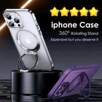 Forte Magnetico di rotazione a 360°Anello Titolare Phone Case Per iPhone 14 13 12 Pro Max di Copertura MagSafe di Ricarica Wireless Antiurto Shell