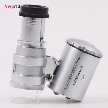 Mini 60x Microscopio portatile Lente Valuta Rilevazione con LED e Luce UV