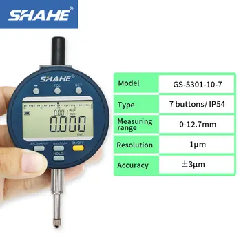 SHAHE Digitale Elettronico Indicatore a Quadrante Manometro 0-12.7/25.4/50.8 mm 1µm Pollici/Metrico Conversione di Spegnimento Automatico in Vetrina Strumento di Misura