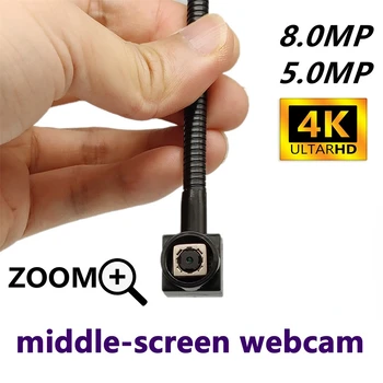 Metà Schermo Regolabile Webcam 4K 8MP fotocamera da 5 megapixel UHD messa a Fuoco Automatica in condizioni di scarsa illuminazione Mini USB Cam Capovolto Ventosa 15x15mm in Miniatura Fotocamera USB Audio