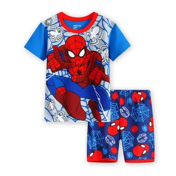 Bambini Set Marvel Spider-Moda uomo Estate Ragazzo Pigiami, T-Shirt, Pantaloncini 2Pcs/Set Bambini Casual Costume Tuta Nuova