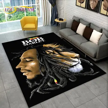 Bob Marley Reggae, Foglia di Acero, Zona Giamaicana Tappeto Tappeto Tappeto per Soggiorno Camera da Letto Divano Zerbino Arredamento,Pavimento antiscivolo Mat