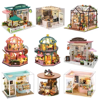 Fai da te Casa di Bambola in Miniatura casa delle bambole Con Mobili in Legno, Casa Miniaturas Giocattoli Per Bambini capodanno Regalo di Natale C&M