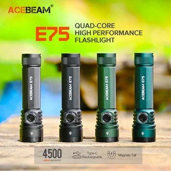 ACEBEAM E75 LED ad Alta potenza Torcia elettrica 4500 Lumen USB-C Ricaricabile Torce elettriche per auto, campeggio, uso di manutenzione