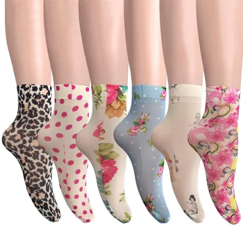 KASURE Nuova Moda Fiore Farfalla Modello di Stampa Donne Caviglia Calze Elastiche Primavera Estate Soft Calze donna