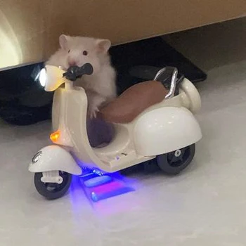 Criceto Giocattoli a 360 gradi di Rotazione Moto di Illuminazione Elettrica Pet Ratto Giocattolo Criceto Accessori Moto Elettrica Giocattoli Coniglio