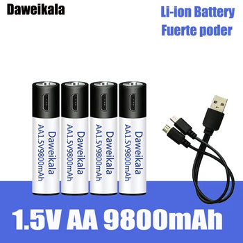 Ad alta capacità da 1,5 V AA 9800 mWh USB batteria ricaricabile li-ion batteria per il controllo remoto del mouse piccolo ventilatore Elettrico giocattolo batteria + Cavo