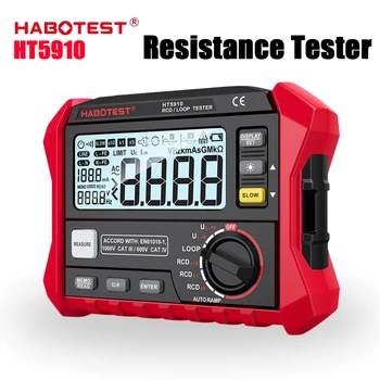 HABOTEST HT5910 Digitale Megaohmmetro Voltmetro, Misuratore di Resistenza di Dispersione Interruttore Tester 4.7 pollici LCD RCD/Loop Tester 1000 Gruppo 440V