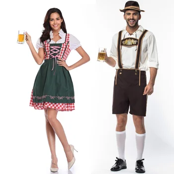 Le Donne Baviera Oktoberfest Costume Uomo Dirndl Lederhosen Birra Festa Di Carnevale Fancy Dress Outfit