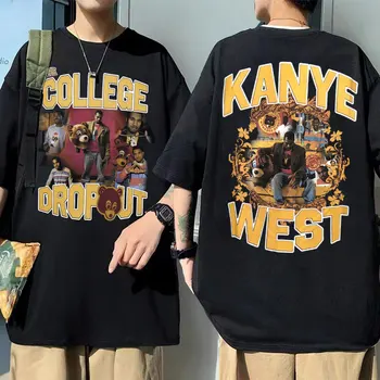 Il Rapper Kanye West College Dropout Album di Musica Orso Stampa Logo T-shirt Cool T-Shirt Uomo Donna Oversize Nero Hip Hop t-shirt