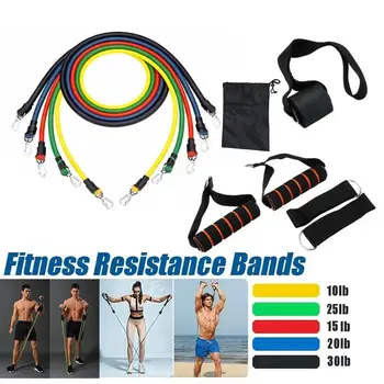 11pcs/set Tirare la Corda Esercizi di Fitness Bande di Resistenza programma di Allenamento a Corpo Yoga Anello di Gomma Tubo di Palestre a Fune