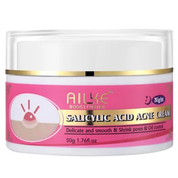 AILKE Organici Acido Salicilico Crema Acne, in modo Efficace Sconfitte Pelle Acne-Incline, Rinfrescante, Controllo Olio, Rimuovere Brufoli Crema per il Viso