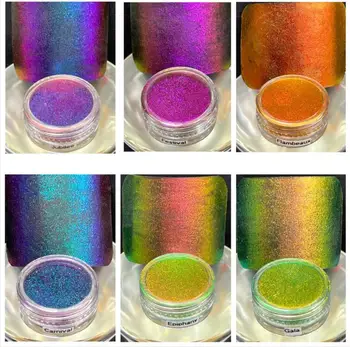 Colorshift Camaleonte Olografica o Pigmento per Nail Art Camaleonte di Polvere di Mica 10 Vaso di Pigmenti in Polvere cambiamento di Colore di Polvere di Mica