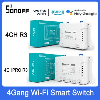 Sonoff 4CH R3/ 4CH PRO R3 4 Banda Wi-Fi Smart Switch del Modulo di Controllo Vocale di Interblocco di Impulsi di Controllo via eWeLink Supporto APP Alexa