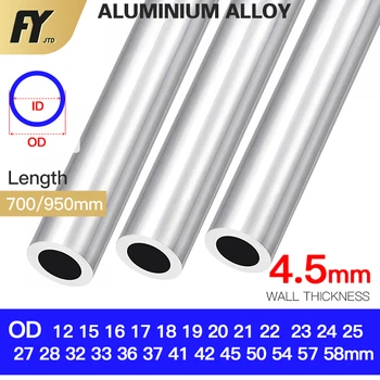 FUYI Tubo Alluminio 4.5 mm di Spessore 12-58mm OD Dritto 300 mm 500 mm di lunghezza Turno di Lega di Alluminio 6063 Tubo