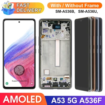 AMOLED A53 5G Schermo con Impronta, per Samsung Galaxy A53 5G A536 A536B Display Lcd Digitale Assemblea di Touch Screen con Frame