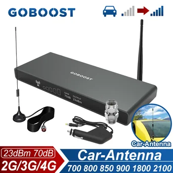 GOBOOST amplificatore di Segnale Per l'Uso dell'Auto di 70 db di Guadagno 2G+3G+4G Cellular LTE Amplificatore 700 800 850 900 1800 2100 MHz Ripetitore di Rete Kit