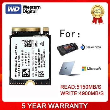 Western Digital WD SN740 2 TB 1 TB 512GB M. 2 SSD 2230 NVMe PCIe Gen 4x4 SSD Per Microsoft Surface ProX Superficie del computer Portatile di 3 a Vapore, Solarium
