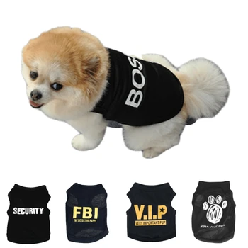 Estate Security Dog Vest, I Vestiti Del Cane Nero Pet Cucciolo Di T-Shirt Per Cani Di Piccola Taglia Chihuahua Yorkshire Carlino Gatto Gilet Costume
