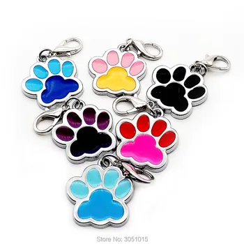 All'ingrosso 20pcs placcatura in Due colori, impronta del gatto Cucciolo Pet Id Tag Collare di Cane Accessori Personalizzati Pet ID Tag Personalizzati