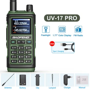Baofeng UV-17 Pro 10W Walkie Talkie 16 KM Long Range Portatile Ham Radio FM Amatoriale Professionale 2-Way Radio in UHF e VHF Per la Caccia
