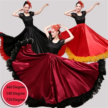 Gypsy Spagna Flamengo Gril Dance Dress Flamencodance Costume Donne Vestidos Prestazioni 360/540/720 Grado Coro Di Danza Del Ventre