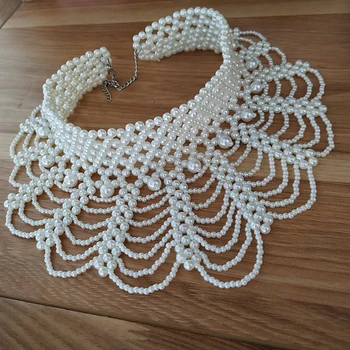 Le Donne Di Lusso Da Sposa Bolero Collo Alto Perle Perline Bianco Nero Giacca Per La Festa Nuziale Accessori