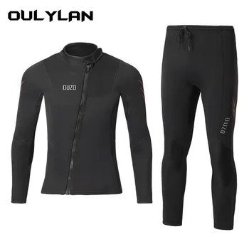 OULYAN 3mm Muta Premium, muta Subacquea per gli Uomini Pantaloni Split Body Giacca-Pantaloni in Neoprene Costume da bagno Nero Tenere Caldo Nuoto
