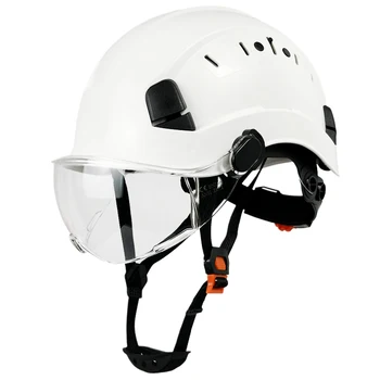 Costruzione di Sicurezza Casco Con Occhiali Visiera di Alta Qualità ABS Hard Hat Luce ANSI Lavoro Industriale Protezione per la Testa di Salvataggio