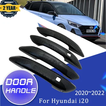 Nero in Fibra di Carbonio Auto Esterni Maniglia della Porta Per Hyundai i20 20 BC3 BI3 2020~2022 Auto Protector Cover Adesivi per Auto Accessori