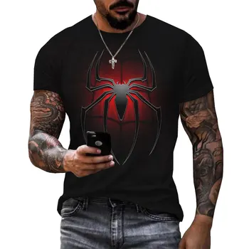 Nuova Moda Spider grafica del Logo t shirt Uomo Casual Personalità Cool 3D Stampato Tee Estate di Sport all'Aperto Short Sleeve Top