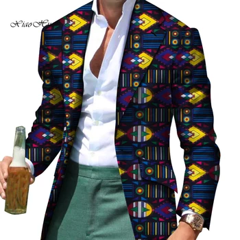 Gli Uomini africani Vestiti Smart Causale Personalizzato Slim Fit Fantasia Tuta Blazer Giacche Formale Cappotto Business Dashiki Festa di Nozze WYN530