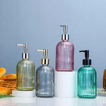 400/420ml Soap Dispenser Ricaricabile Vuota di Vetro Liquido Disinfettante per le Mani Shampoo Doccia Gel Pompa Bottiglie Bagno Cucina