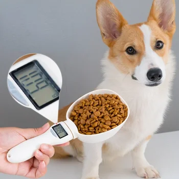 Elettronico LCD alimento per animali domestici di scala, la precisione di pesatura strumento, display digitale, scala della cucina, il gatto e il cane di alimentazione cucchiaio di misura