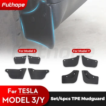 Futhope 4PCS TPE Paraspruzzi Per la Tesla Model 3, Modello Y 2020~2023 paraspruzzi Anti-fango Sostituzione paraspruzzi Parafango